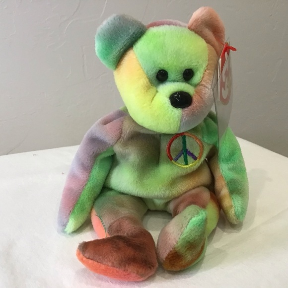 Beanie Babies Other - 🌈 Peace Beanie Baby 1996 – NWT – Rare Tie-Dye – Display Case Included! ✌️